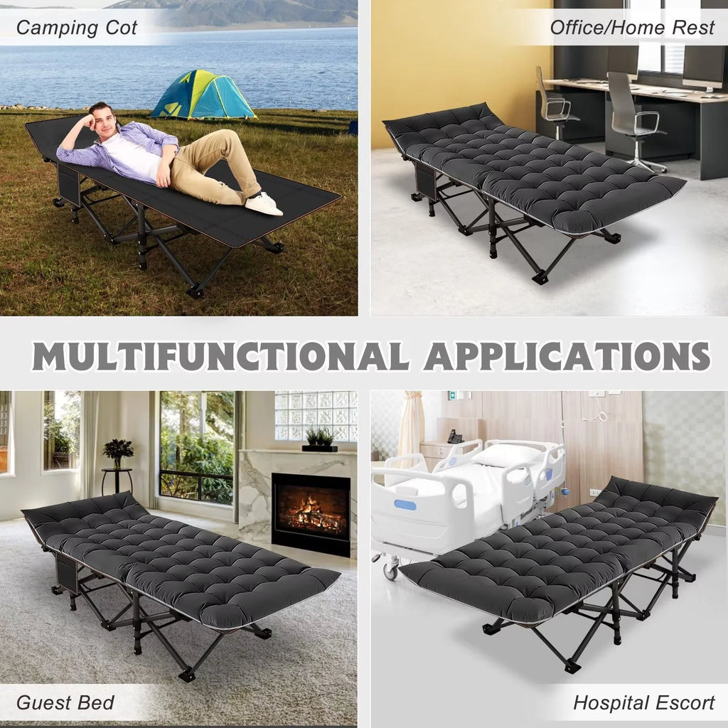 Oversized Portable Folding Camping Cot with Mattress and Carry Bag E84930