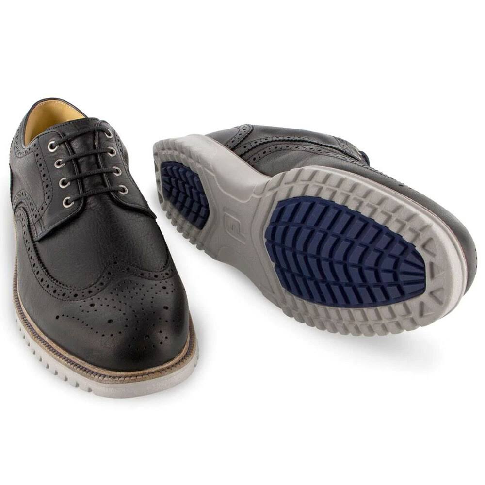 Black 11 X-Wide Wing Tip Shoes D3362