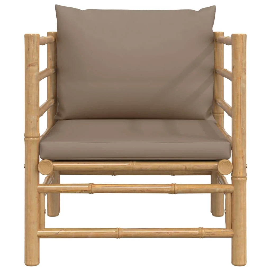 Patio Sofa with Taupe Cushions Bamboo L137365