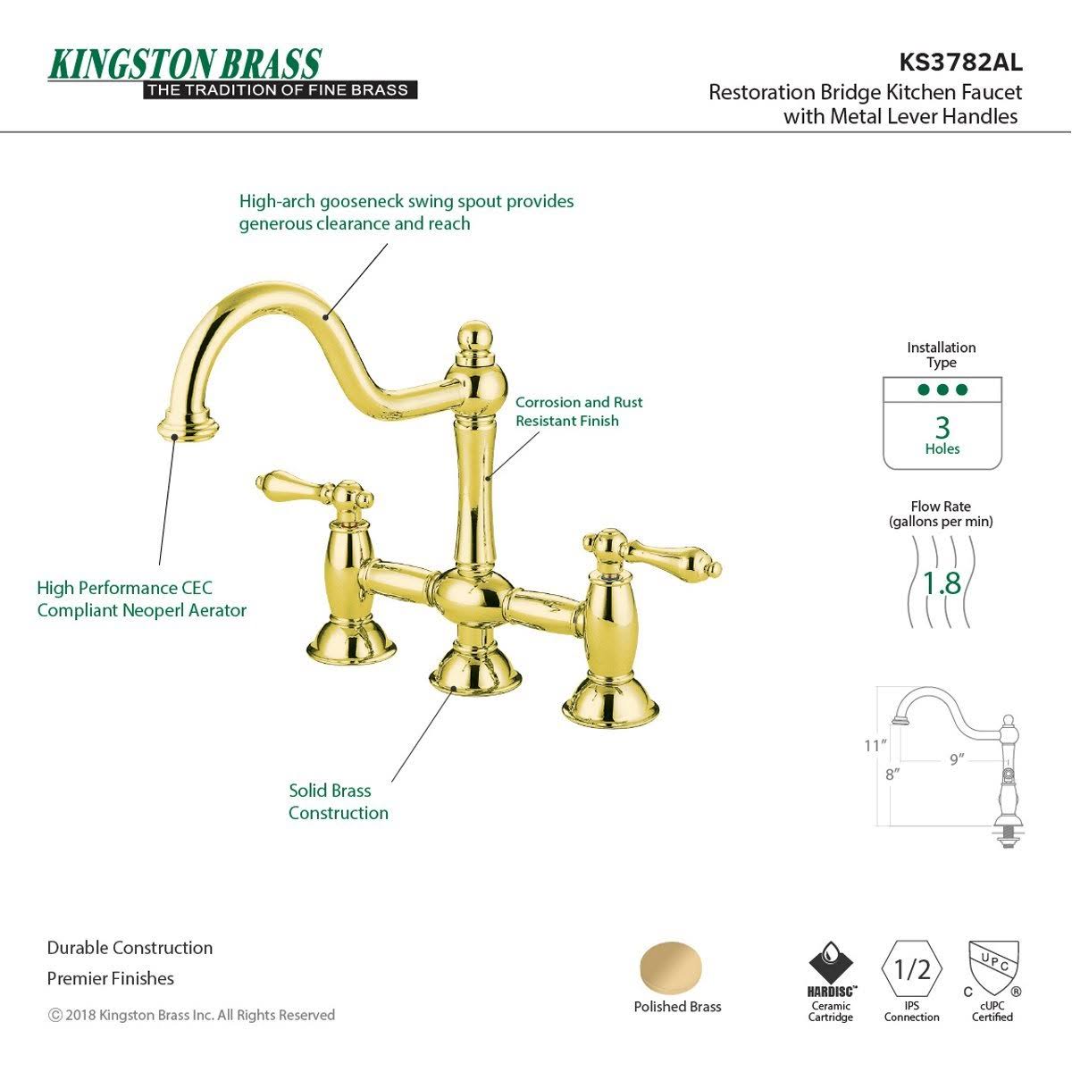 Oil Rubbed Bronze Bridge Kitchen Faucet Q389