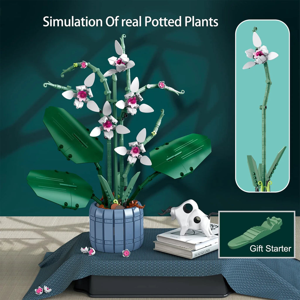 White Butterfly Orchid Building Block Set I36189