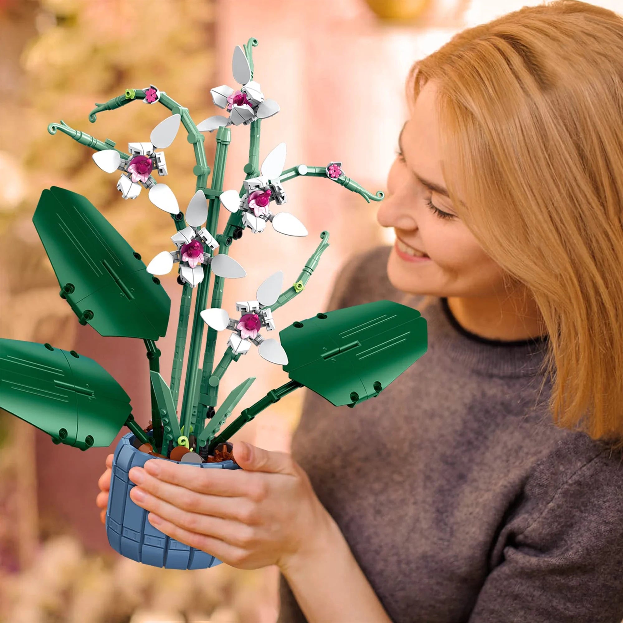 White Butterfly Orchid Building Block Set I36189