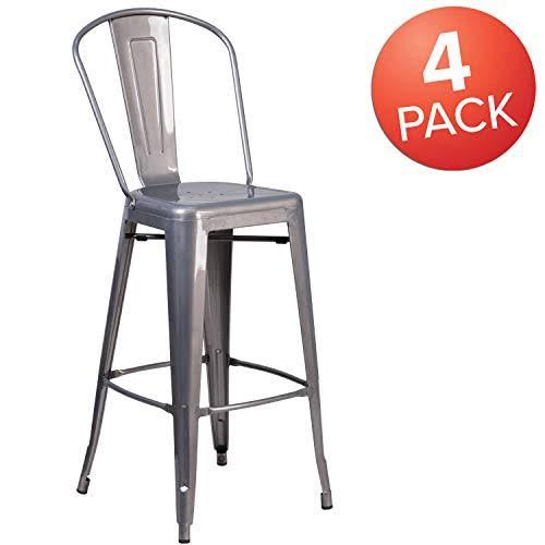 4 Pk 30'' High Indoor Barstool with Back H75832