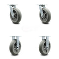 Housekeeping Cart Rigid Caster, 8 Inch Gray Non-Marking Thermoplastic Rubber Wheel, Pack of 2 B634