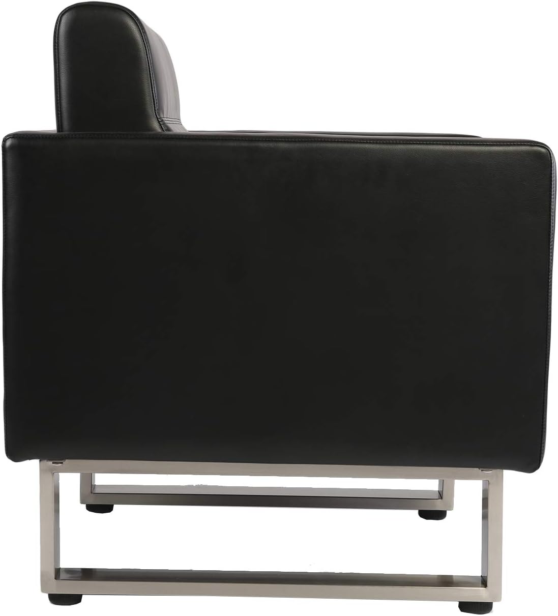Black Leather Club Chair with Cushion N8557