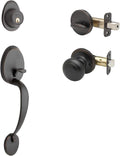 Tuscan Bronze Front Door Handle Set with Colonial Knob Trim M361