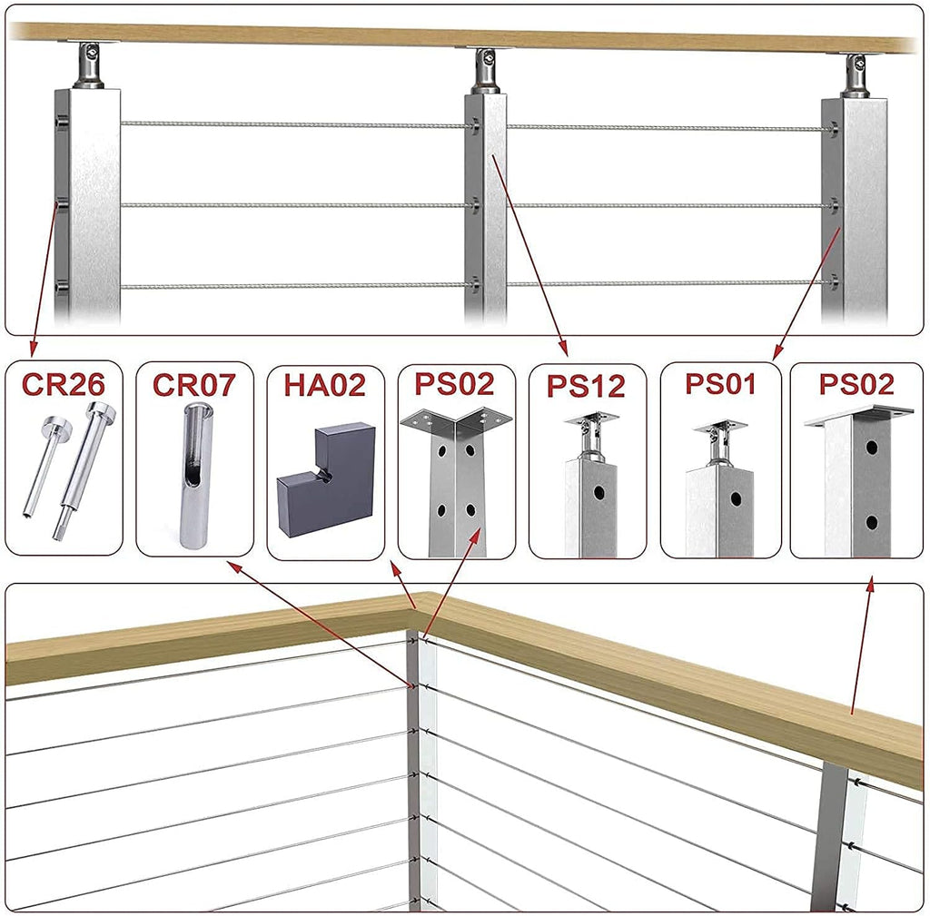 3.3ft Aluminum Cable Railing Handrail with Red Oak Wood Grain Bracket Hardware H26854