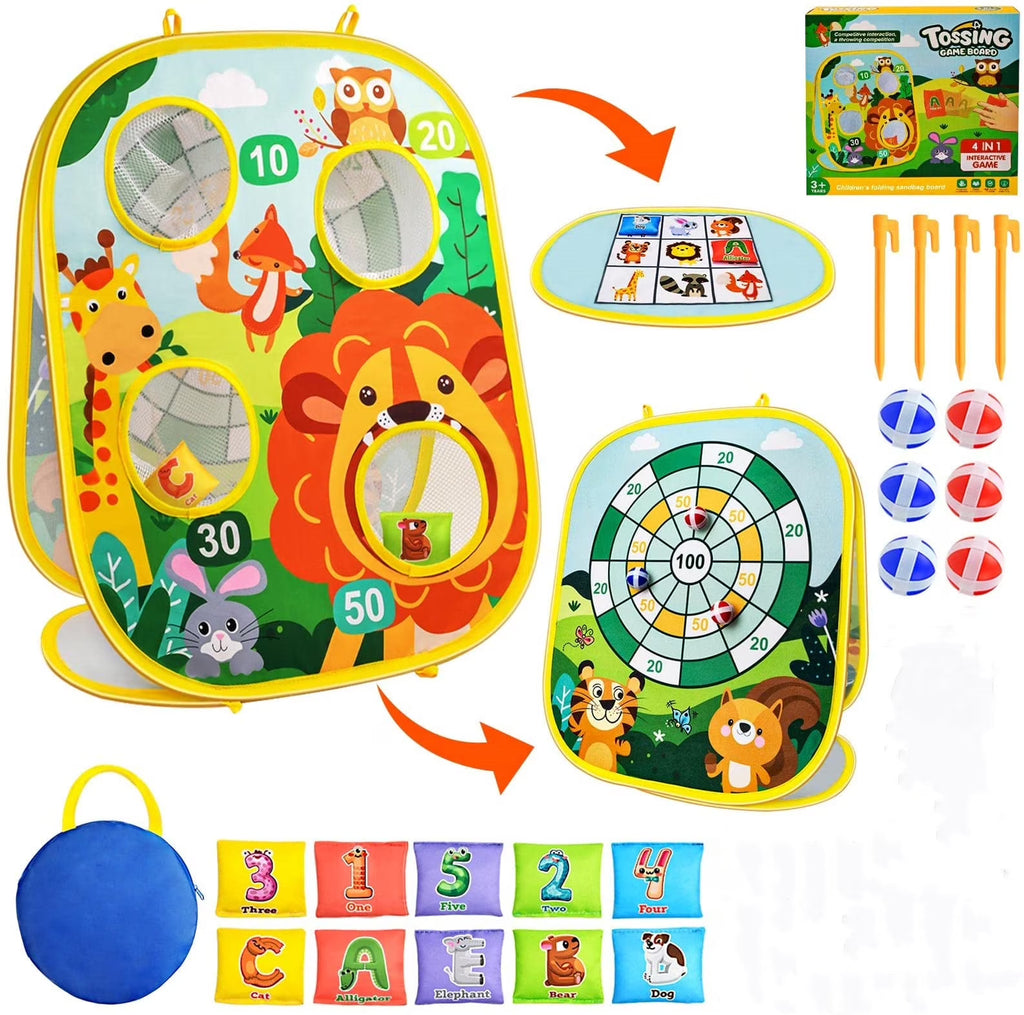 Bean Bag Toss Game Toy, Dart Board, Outdoor Cornhole Game Toys for Kids Ages 3 4 5 6 7 8 Year Old Boys Girls B762