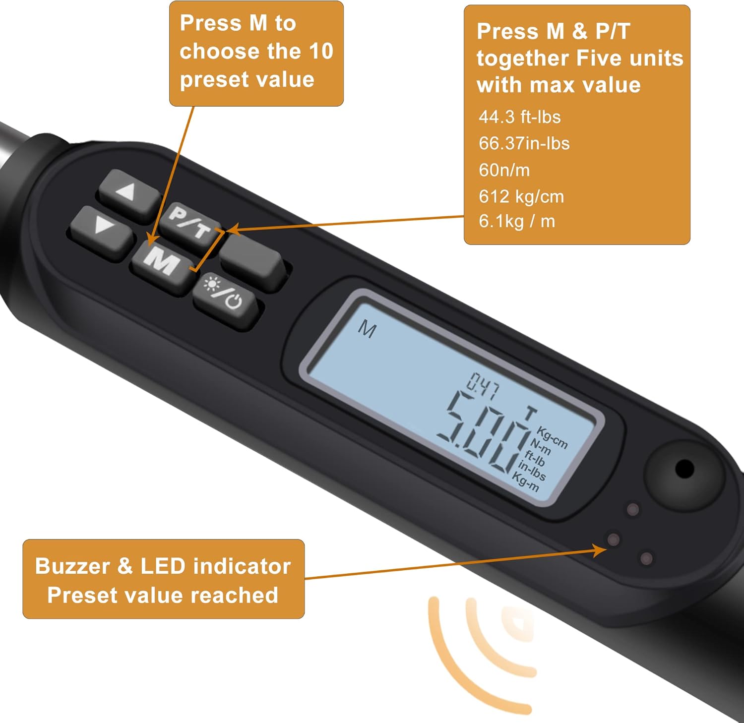 3/8 Digital Torque Wrench with Storage Case Y5819