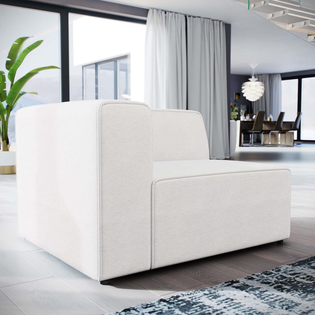 White Left-Facing Fabric Sofa S109