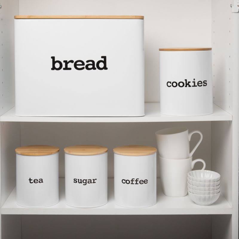 Extra Large Bread Box and 5 Piece Kitchen Canister Set with Bread Cutting Board J690868