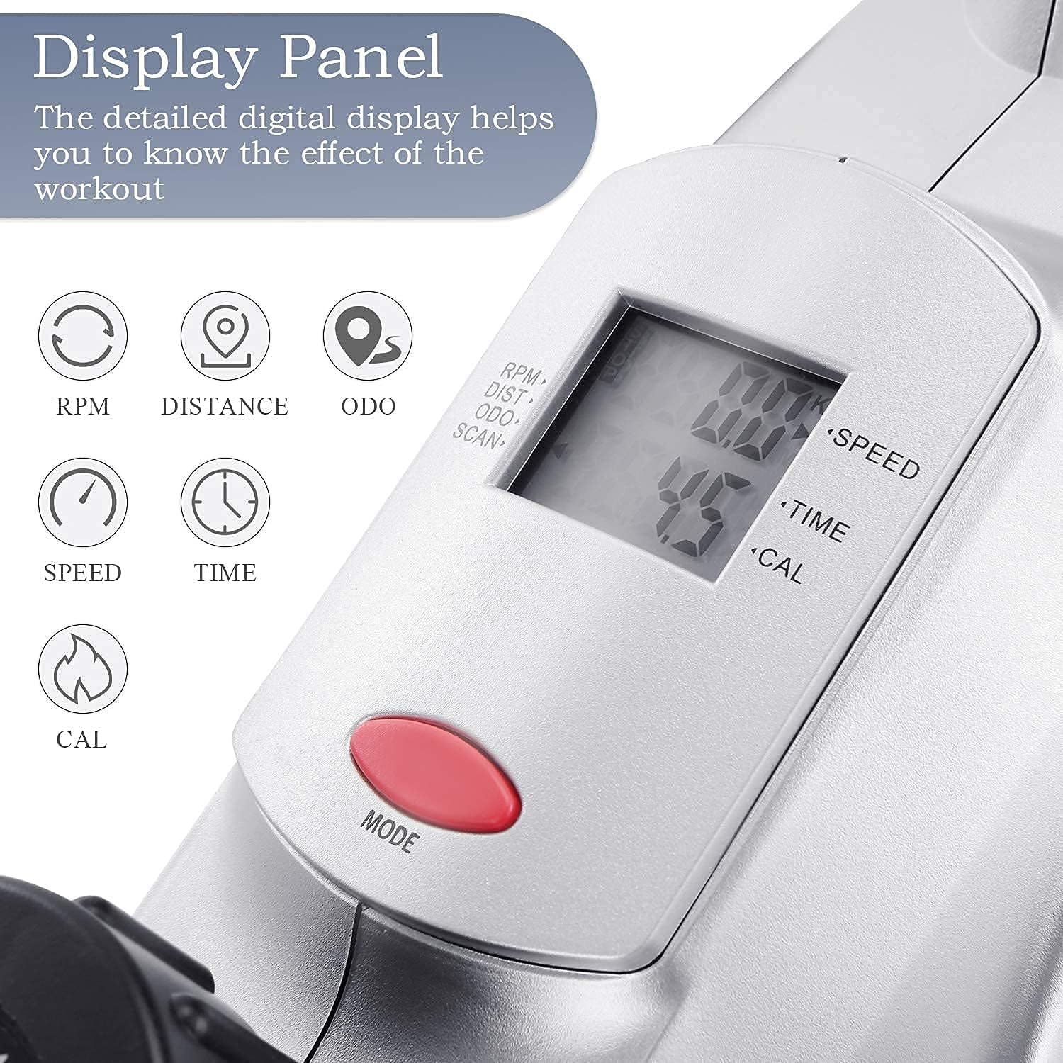 Magnetic Exercise Bike Pedal Exerciser with LCD Monitor and Resistance Bands P412
