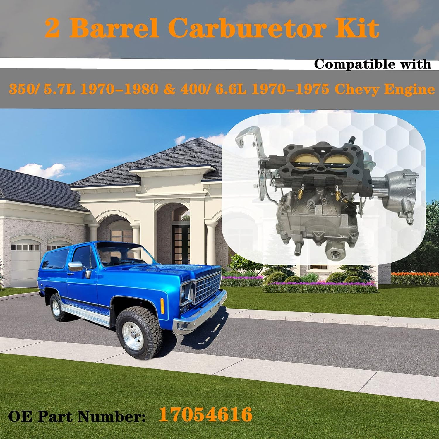2 Barrel Carburetor Compatible with Chevy 350 5.7L 1970-1980 400 6.6L 1970-1975 Small Block Engine M1908
