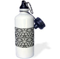 Black damask French floral pattern Sports Water Bottle, 21oz T158428