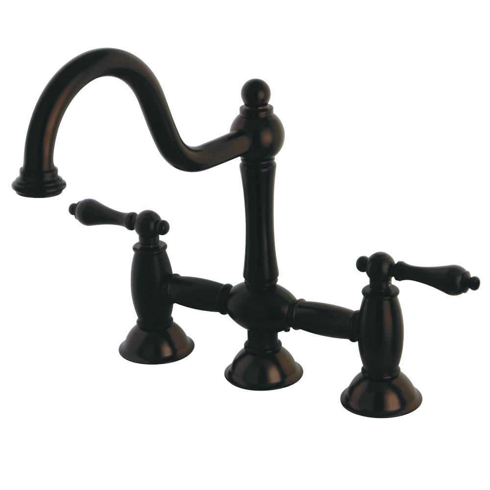 Oil Rubbed Bronze Bridge Kitchen Faucet Q389