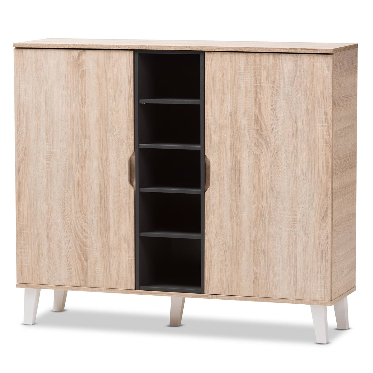 Oak and Grey Wood Storage Cabinet P98044