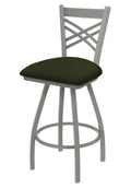 Swivel Bar Stool with Anodized Nickel Finish and Pine Seat F239
