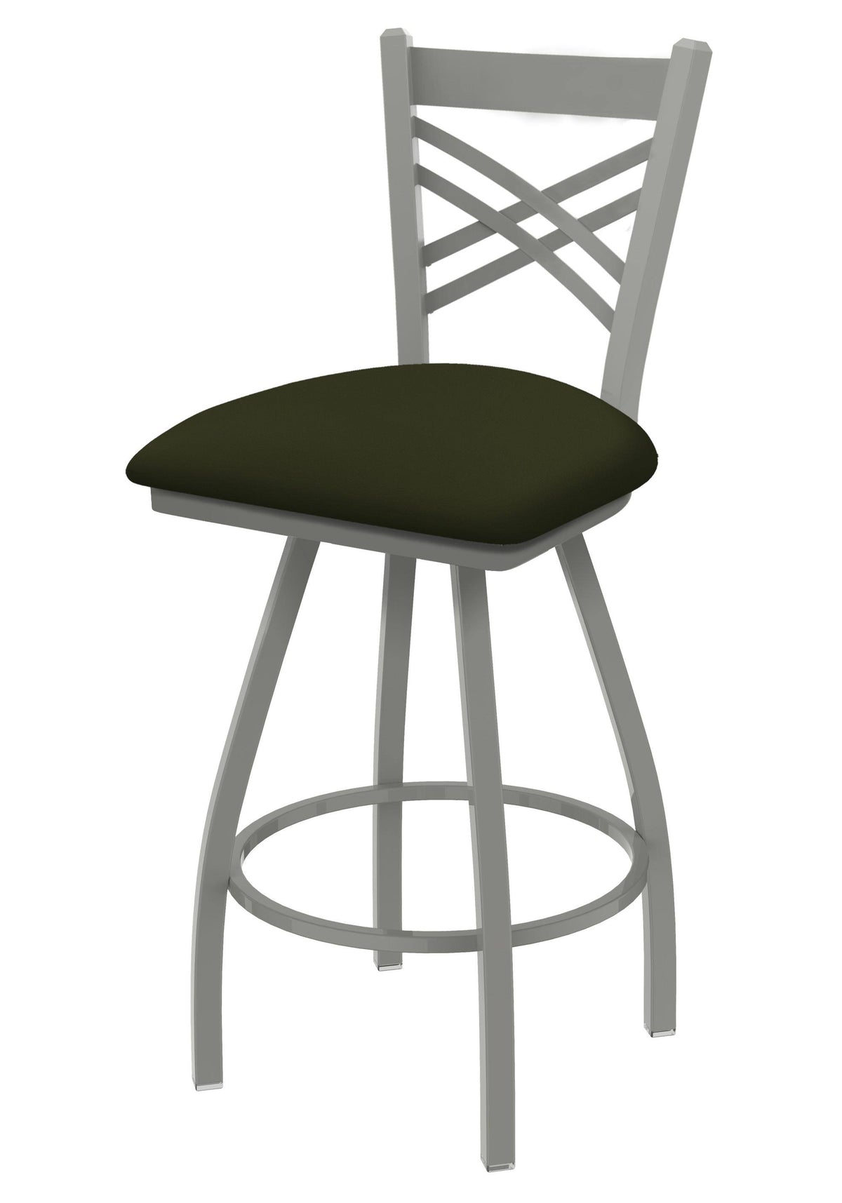 Swivel Bar Stool with Anodized Nickel Finish and Pine Seat F239