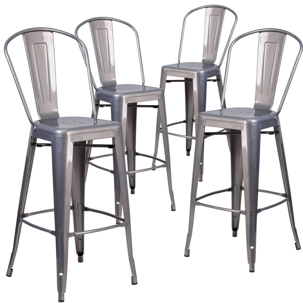 4 Pk 30'' High Indoor Barstool with Back H75832