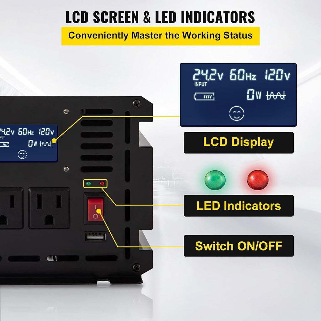 2000W Modified Sine Wave Power Inverter with LCD Display W871335