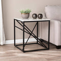 White Faux Marble End Table E856671