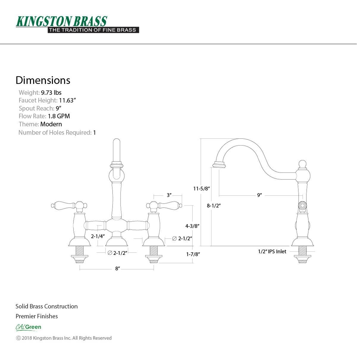 Oil Rubbed Bronze Bridge Kitchen Faucet Q389