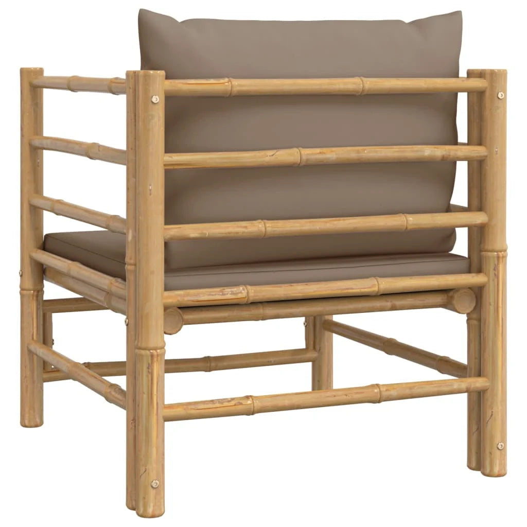 Patio Sofa with Taupe Cushions Bamboo L137365