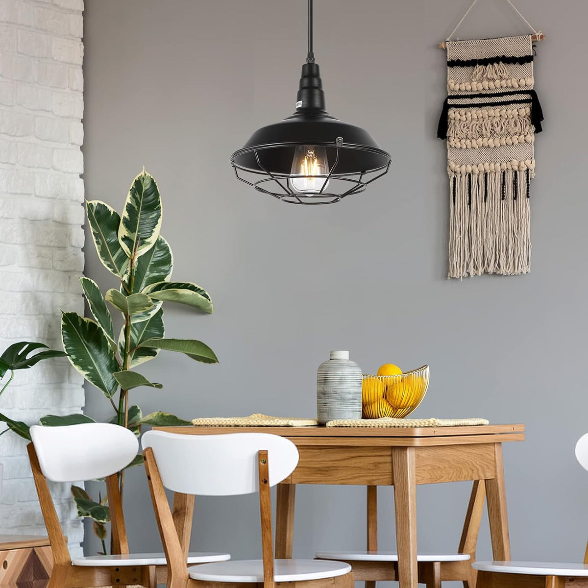 2 Pack Black Metal Wire Cage Plug in Pendant Light P402253