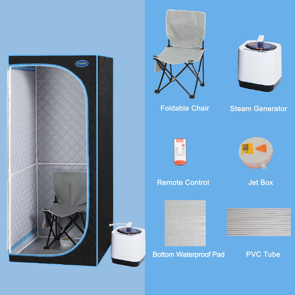 Portable Full Body Steam Sauna Tent with Folding Chair G580178