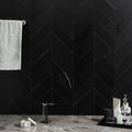 Nero Marquina 3x12 Chevron Honed Marble Tile L459