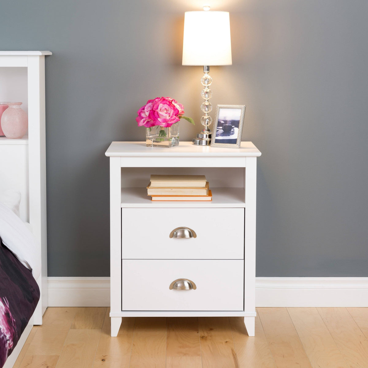 White 2 Drawer Accent Table A449