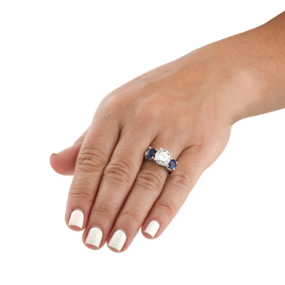 14k Gold Diamond & Blue Sapphire Engagement Ring K6646
