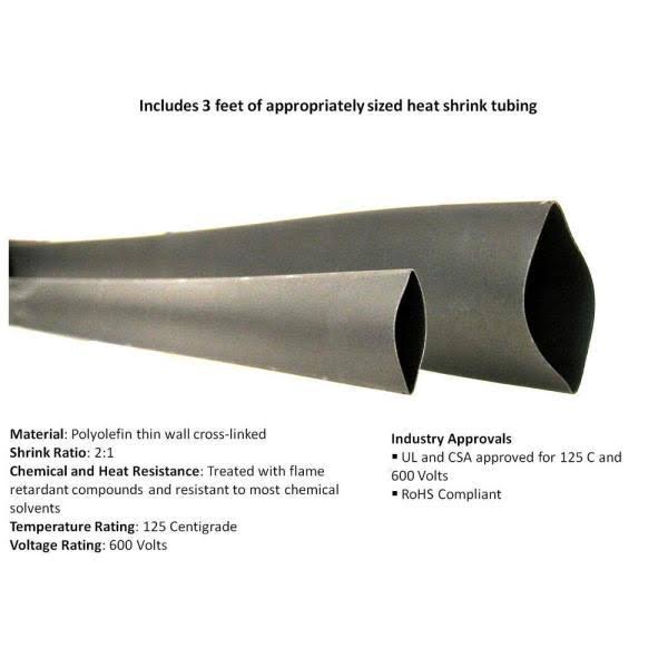 40 ft 2 AWG 10-Piece 3/8 in Tinned Copper Cable Lug Terminal Connectors with 3 ft Heat Shrink Tubing P595801