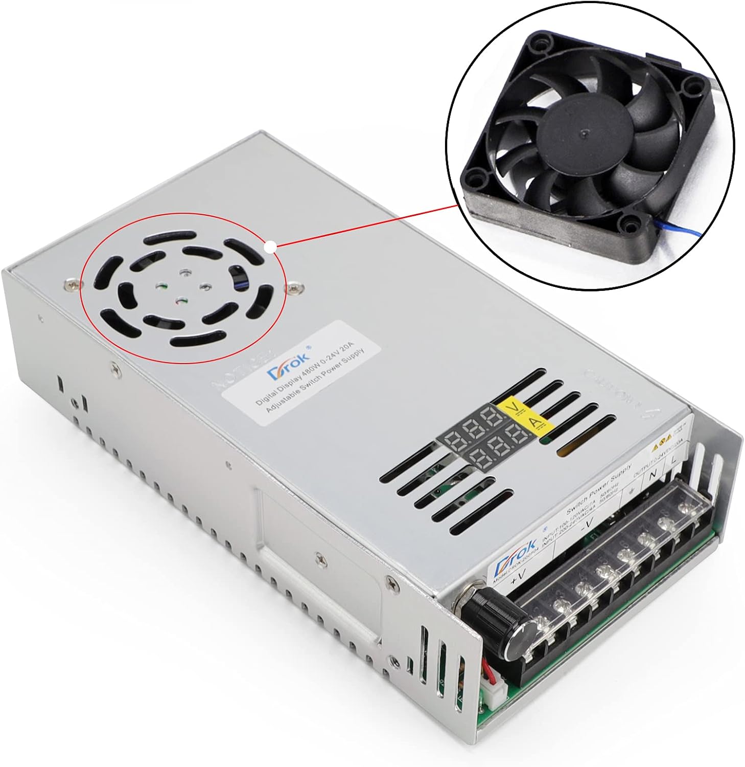 24V 20A 480W Buck Converter Dual Display Variable Adjustable Regulated Switching Voltage Transformer A162