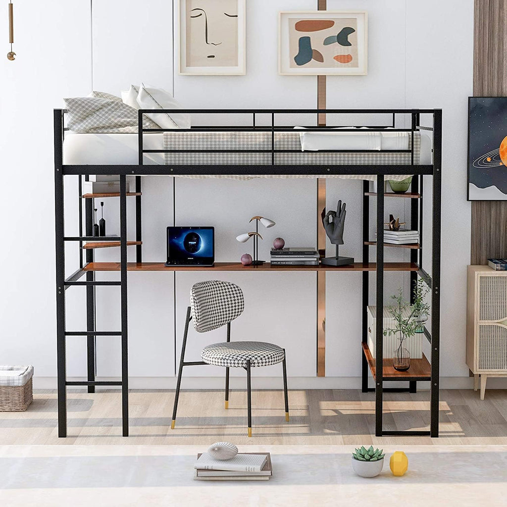 Twin-Over-Twin Solid Pine Wood Bunk Bed with Trundle and 4 Storage Drawers D1784