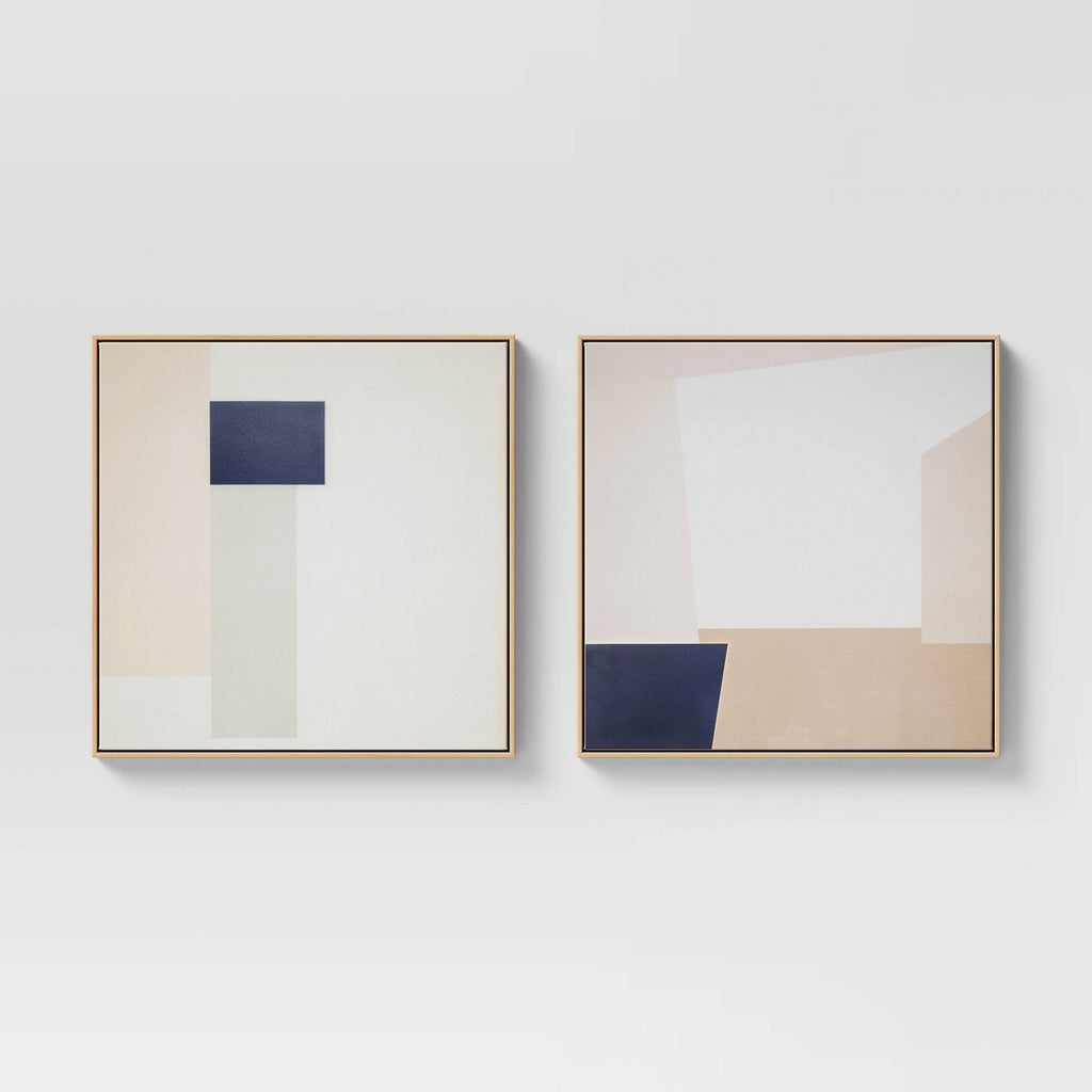 24x22 Geometric Abstract Framed Wall Canvas E388