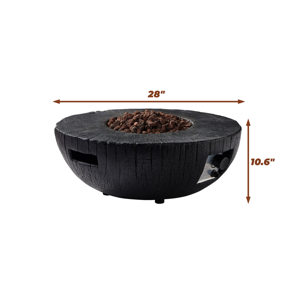 28" Outdoor Fire Pit Propane Fire Pit with Waterproof Cover and Lava Rocks J669423