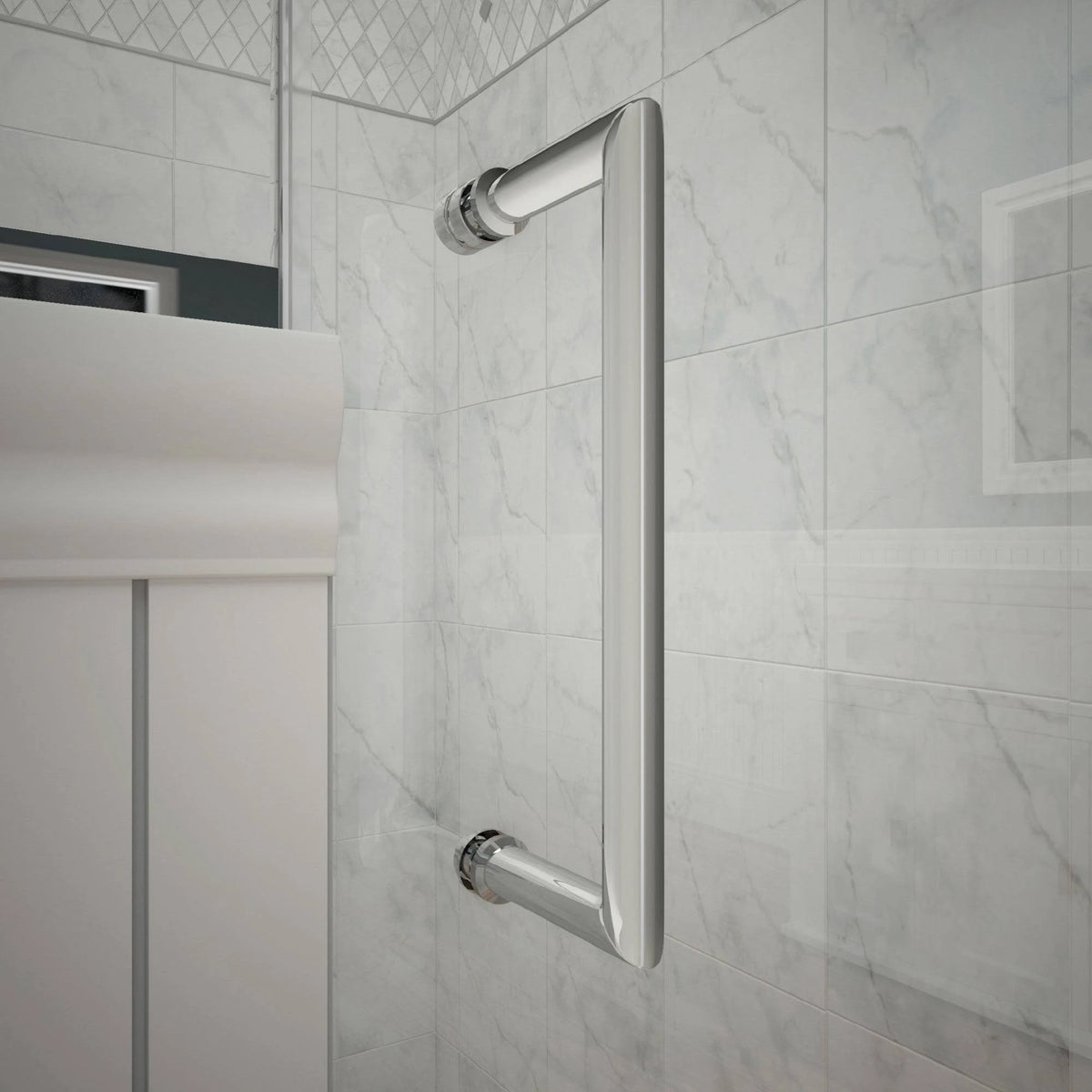 Frameless Hinged Shower Door with Shelves Chrome F624