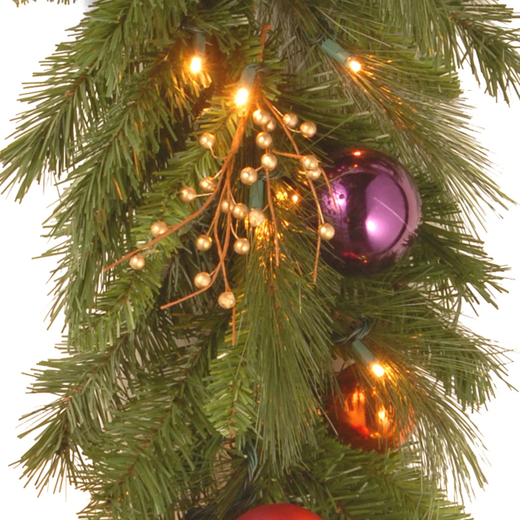 Pre-Lit Artificial Christmas Garland, Green, White Lights, 6 Feet S571801