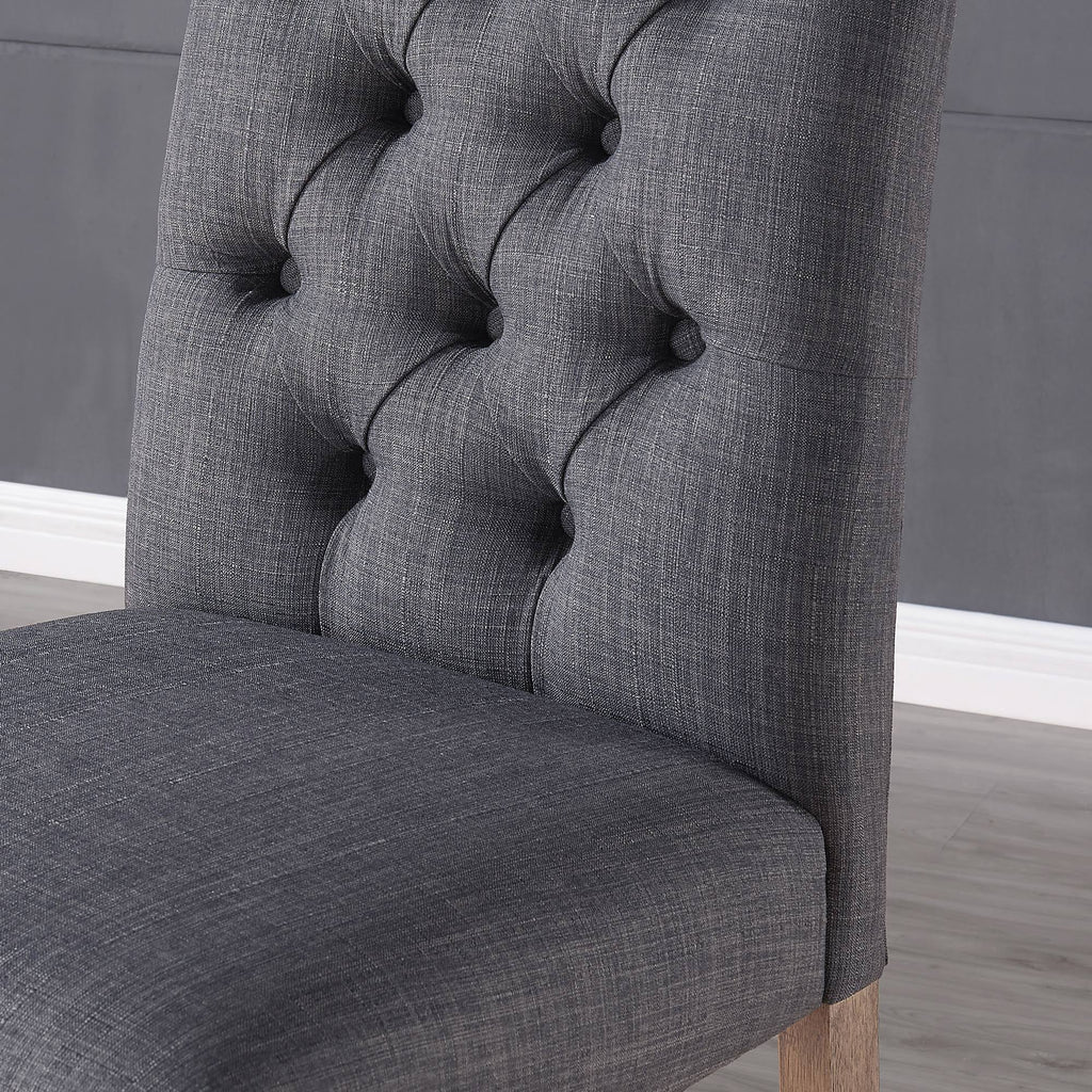 Set of 2 Gray and Brown Button Tufted Counter Chairs Z69320