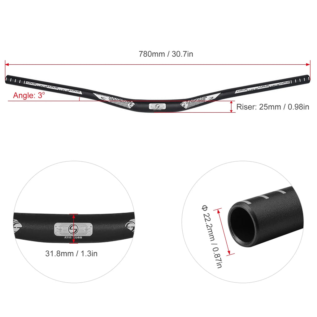 31.8x780mm Aluminium Alloy MTB Riser Bar V8332