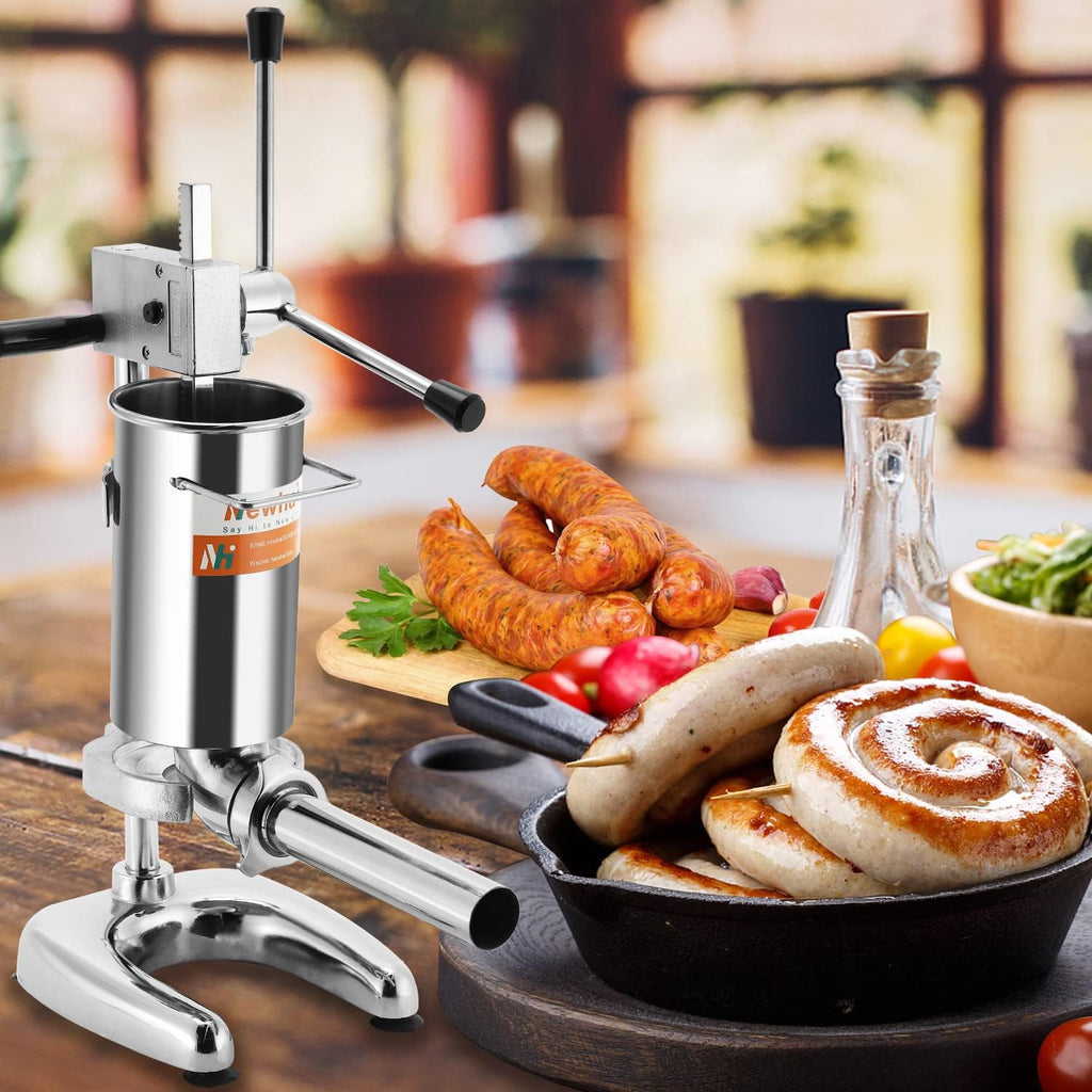 2L Manual Sausage Stuffer 4 Sausage Tubes Stainless Steel Meat Filler G70550
