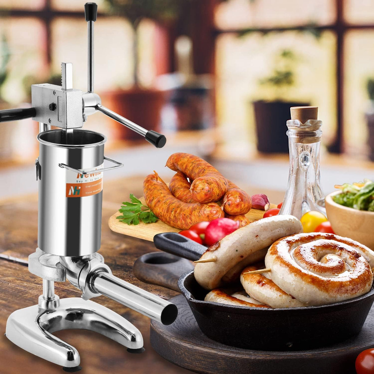 2L Manual Sausage Stuffer 4 Sausage Tubes Stainless Steel Meat Filler G70550