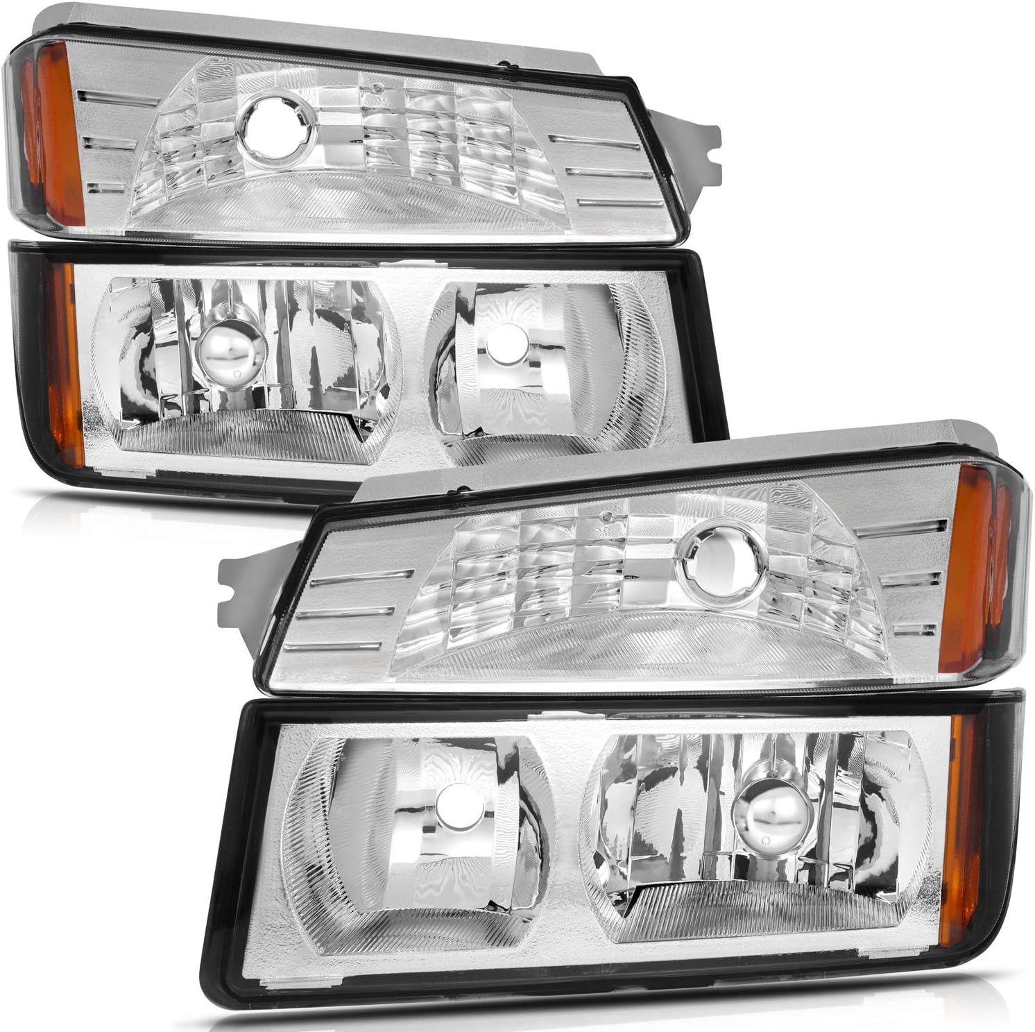 Chrome Housing Amber Reflector Headlight Assembly for Chevrolet Avalanche 1500/2500 Q2289