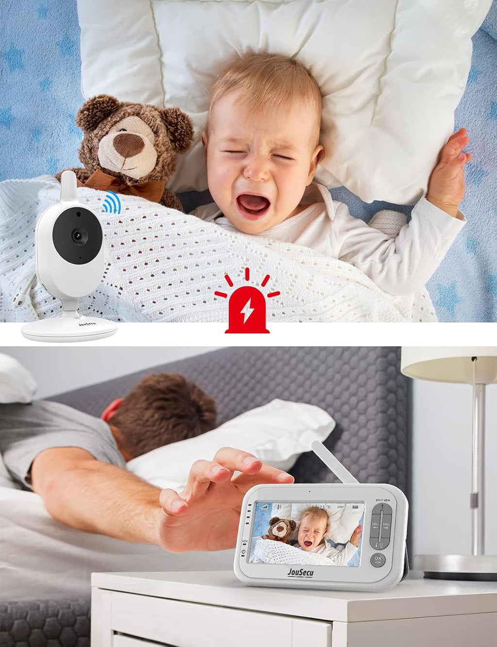 4.3 Inches LCD Split Screen Baby Monitor with Camera and Audio H85586