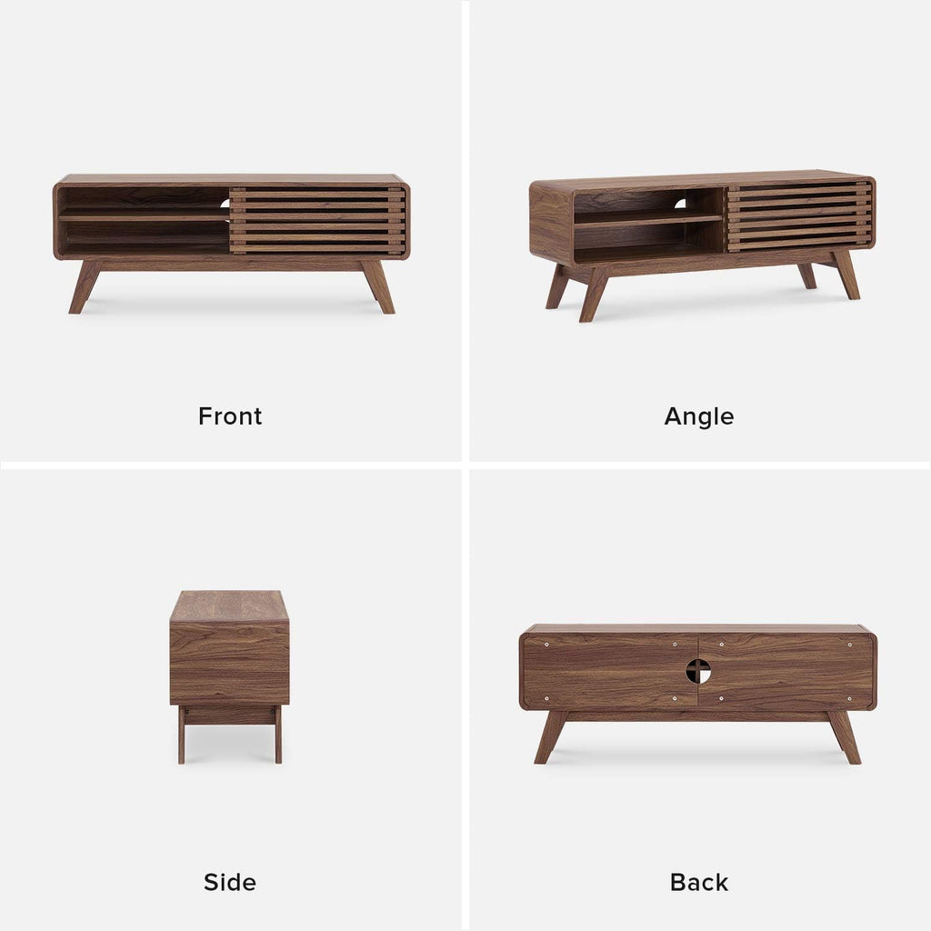 Scandinavian TV Stand with Slatted Door S134666