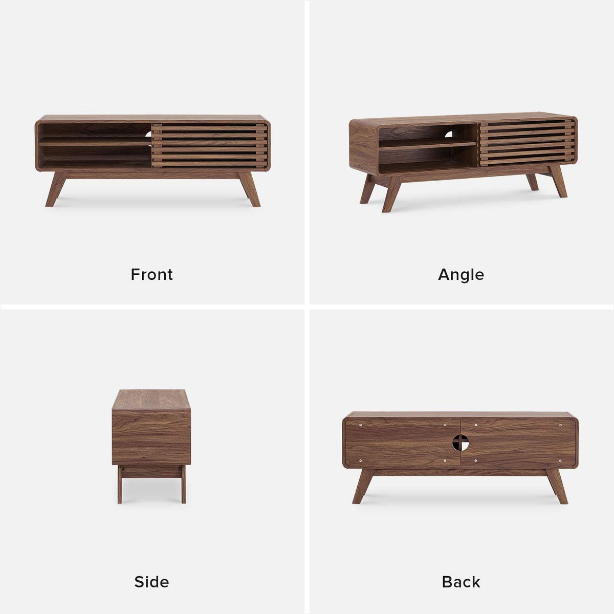 Scandinavian TV Stand with Slatted Door S134666