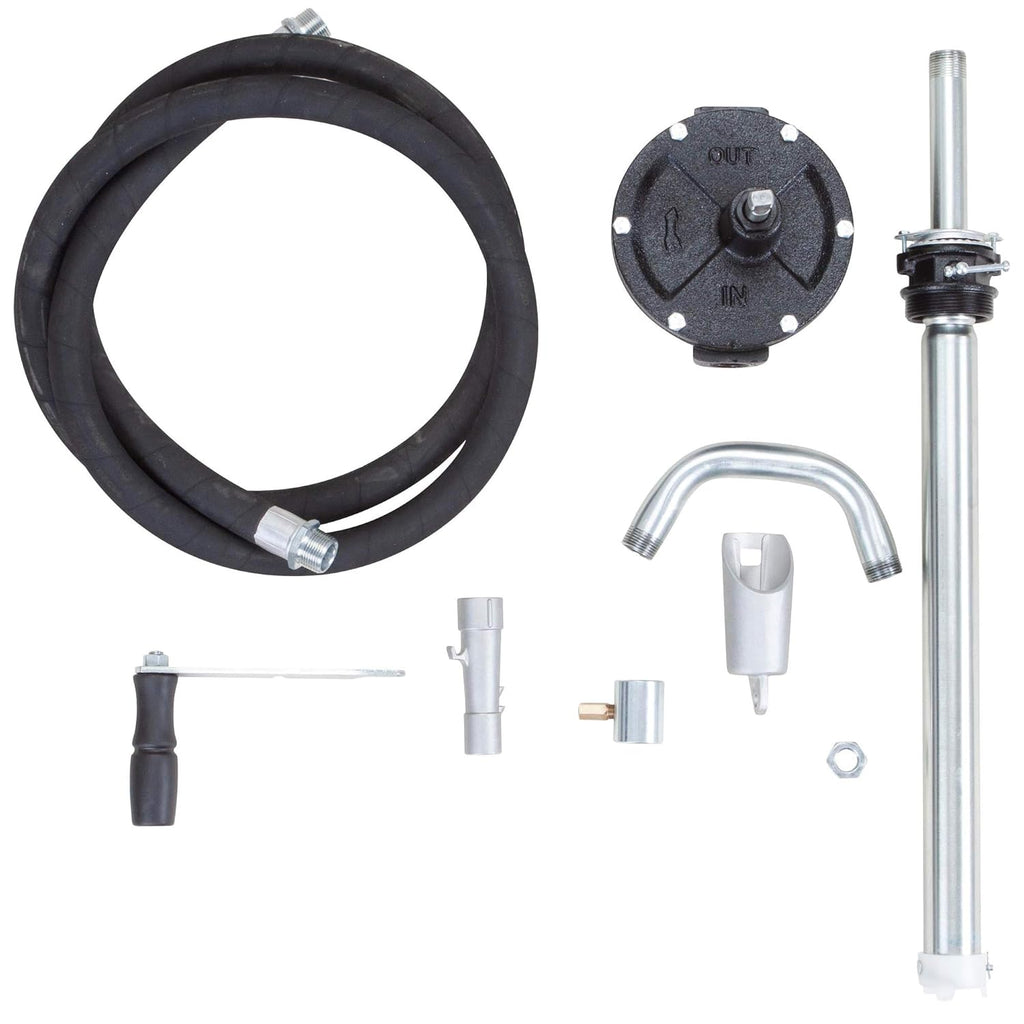 10 GPM Rotary Vane Manual Fuel Transfer Pump with 8-Ft Anti-Static Hose, Non-Sparking Nozzle, Holder, Vacuum Breaker & Flame Arrestor W841546