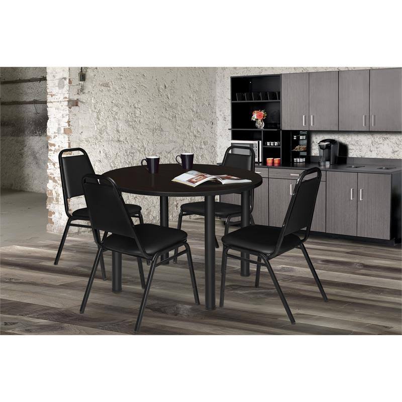 48x22 Round Breakroom Table with 4 Stack Chairs L55312
