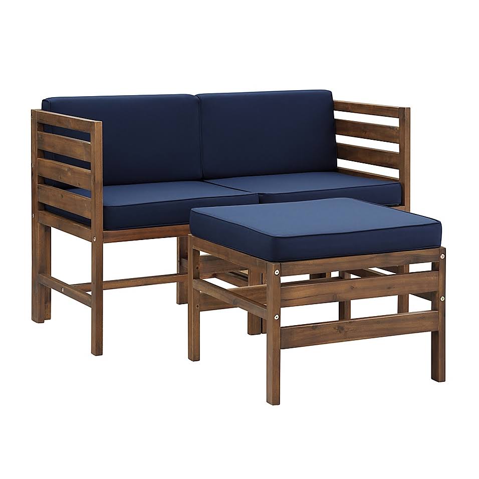 3-Piece Acacia Patio Chair Set in Dark Brown/Navy M138536